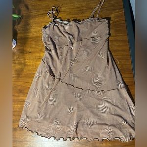 Brown quilted mesh dress